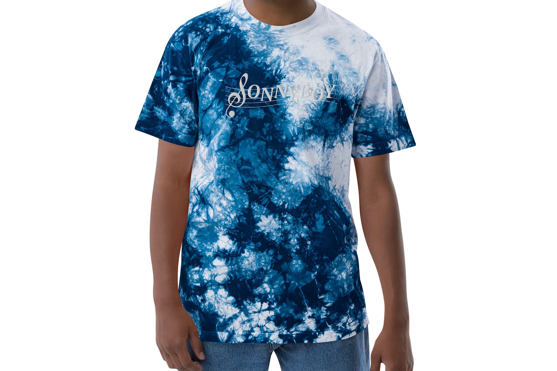 Oversized Tie Dye T Shirt Navy White Front 6302738A249F7