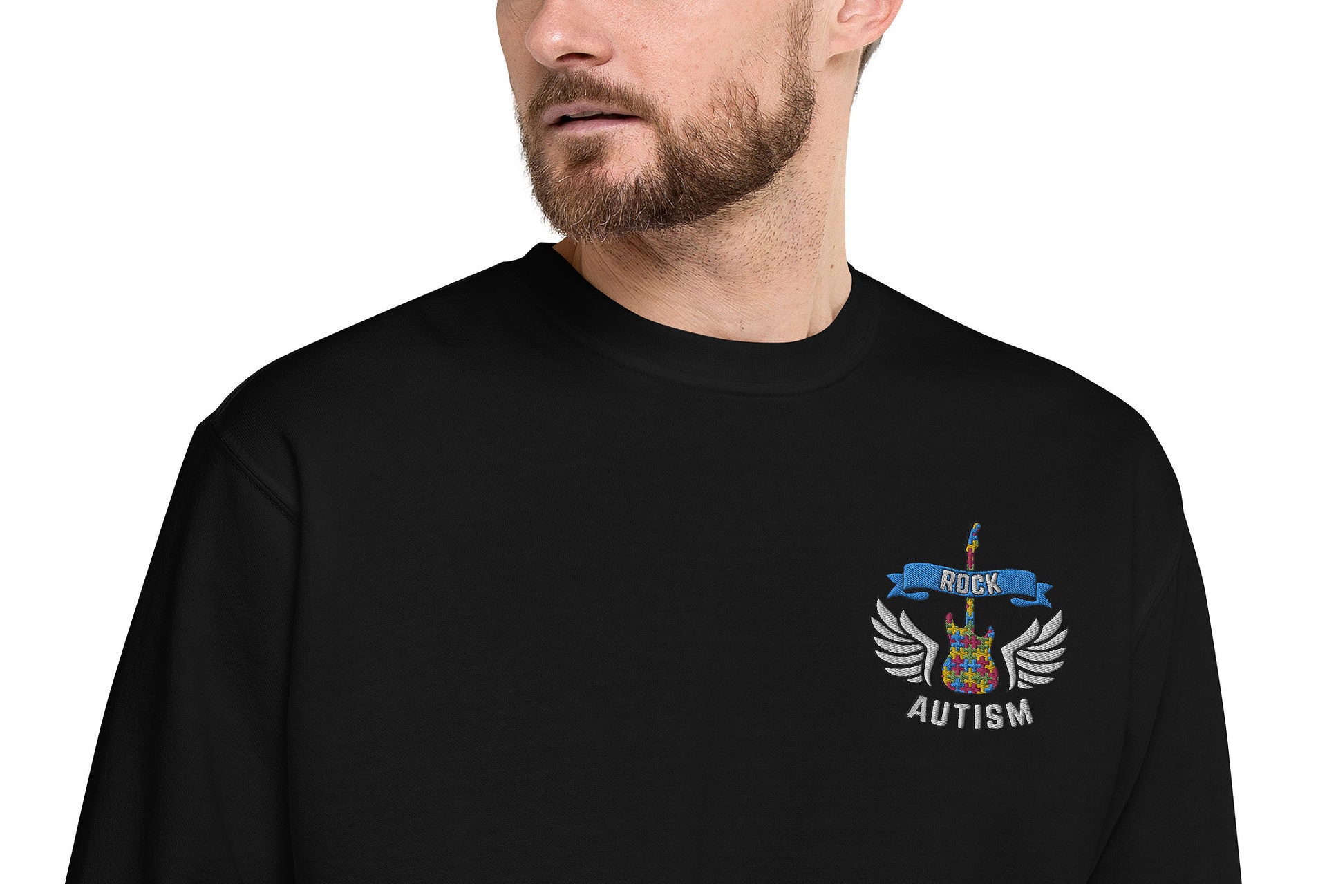Unisex Premium Sweatshirt Black Zoomed In 62F9574A9Fabe